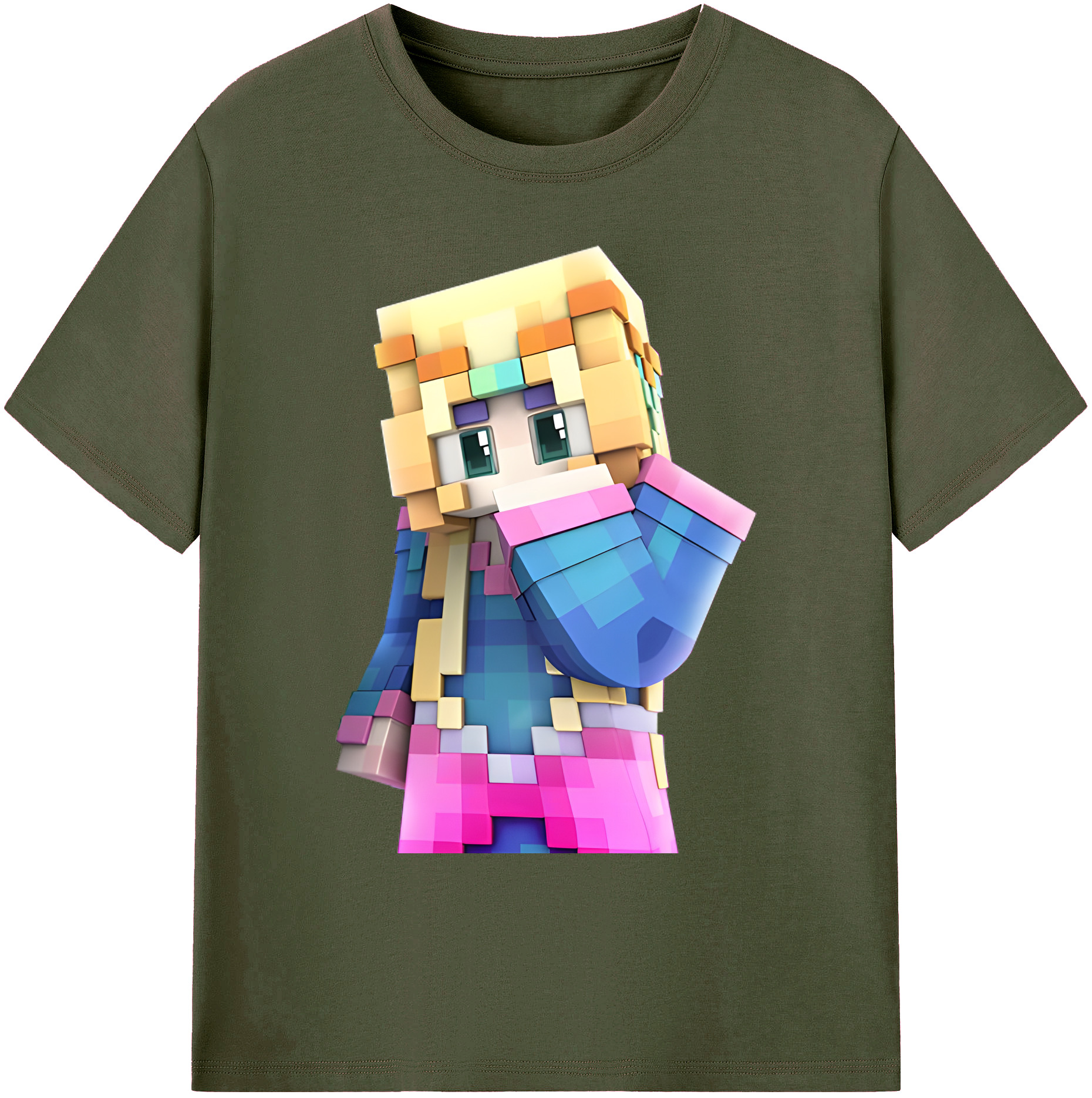 （画像用） マインクラフト ブロックの世界 Minecraft MC Block world 綿100％ メンズ半袖Tシャツ｜肌触りやわらか＆通気性